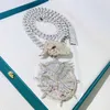 Designer Jewelry 13mm Cuban Link Custom Made Vvs d Color Moissanite Diamond Eagle Pendant with Hand Bail