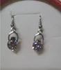Shiny zircon 925 silver pendant necklace earrings set 2 piece jewelry set