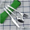 Flatware Sets Portable Set With Zipper Bag Outdoor Travel Cam Recyclable Cutlery Pouch Forks Spoon Knife Dinnerware Kit Drop Deliver Dhped