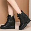 Kleid Schuhe Punk Trainer Frauen Lace Up Echtes Leder Plattform Keile High Heel Pumps Weibliche Runde Kappe Mode Turnschuhe Casual