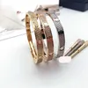 titaniumes Steel 3 Row Full Diamond Bracelet Fashion Women Men Chirstmas Bangle Bracelets Distance with Velvet Bag