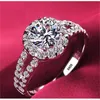 With Side Stones vv-6 Never Fade White Gold Color Rings Women High Silver Wedding Band Bridal Jewelry Accessories 230701