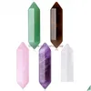 Stone Fashion Chakra Natural Hexagon Prism Shape Aventurine Rose Quartz Charm For Jewelry Making Drop Delivery Dh68T