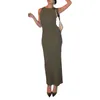 Casual Jurken Dames Haak Gebreid Mouwloos Slim Fit Potlood Lange Bodycon Dress Party Clubwear Beach Cover Up