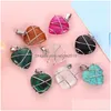 Pendant Necklaces Sier Color Wire Wrap Love Heart Shape Natural Stone Mixed Necklace Jewelry Accessories Making Wholesale Drop Deliv Dhybs