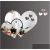 Stickers Muraux Acrylique Miroir 3D Creative Coeur Forme Diy Chambre Décoratif Decal Miroirs Drop Delivery Maison Jardin Dhr5V