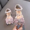 Sandali Dolce ragazza Scarpe da principessa Moda strass Fiocco di perle Scarpe da bambino Festa per bambini Danza per bambini Scarpe da bambina in pelle Nuovo G83 J230703