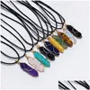 Hänge halsband försäljning snidande hexagon prism sten reiki healing crystal tiger eye rose kvarts opal aventurines halsband för kvinnor j dh3st