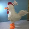 Costume de mascotte aux cheveux longs de gros poulet blanc fait à la main costume de mascotte adulte265w