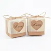 Gift Wrap 50sts Love Heart Kraft Paper Candy Box Chocolate Gifts Väskor för Rustic Wedding Birthday Party Decoration Supplies Baby Shower 230701