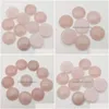 Stone 25 mm Rose Quartz Naturalne okrągłe kabochon luźne koraliki twarz do leczenia reiki kryształowe ozdoby naszyjniki pierścień biżuteria d dh96l