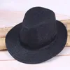 Bérets 2023 été décontracté unisexe plage Trilby grand bord Jazz chapeau de soleil Panama papier paille femmes hommes casquette avec ruban noir