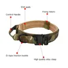 Adjustable Dog Collar with Leash Tactical Military Training Dog Neck Collar with Heavy Metal Buckle and Control Handle for Medium Large Dogs