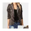 Damenanzüge, Blazer, Damen, elegant, Celmia, Damen-Blazer mit Leopardenmuster, Herbst, Büro, Damen, Langarm, Anzug, Mantel, lässig, Revers, aber Dh1Pc