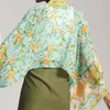 Женские купальники 2023 Boho Women Green Fruit Lemon Print Рубашка кимоно-рубашка Batwing