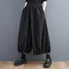 Women's Pants 2023 Autumn Black High Waist All-match Trousers Straight Casual Oversized Elastic Wide Leg Ankle-length