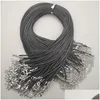 Chaînes 45Cm 60Cm Noir 1.5Mm 2.0Mm Corde De Cire Fermoir De Homard Pour Collier Longe Bijoux Pendentif Cordons Faisant Acc Drop Delivery Neckla Dhiu7