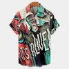 Men's Casual Shirts Summer Fashion Hawaiian Shirt MenWomen Top Floral Clothing Frankenstein Pattern Street Trend Everything Vintage Loose