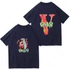 VLONE Summer Men's "V" Letter T-shirt Leisure Fashion Trend Hip-Hop Brand Top Men's Luxury Clothing Street Sweatshirt Top Quality Cotton Short Sleeve DT131