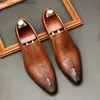 Sapatos formais Sapatos formais masculinos feitos à mão para casamento Oxford preto cáqui couro genuíno Brogue masculino sem salto para negócios formal para homens Z230704