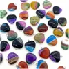 Charms 20mm Rainbow Stripped Agate Stone Love Heart Pendants Trendiga för smycken som gör grossistdrop Leverans Fyndkomponenter DHERZ