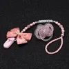 Gryzaki dla niemowląt zabawki spersonalizowane dowolne imię zestaw oszałamiający różowy bling klips do smoczka manekin z uroczym dzieckiem 230703