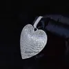 Designer Jewelry Big Size Cuban Chain Vvs Moissanite Diamond Iced Out Heart Pendant Sier