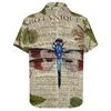 القمصان غير الرسمية للرجال Spaper Print Beach Shirt الأوراق الحديثة Art Botanical Art Hawaii Y2K بلوزات مصفولة بأكمام قصيرة بالإضافة إلى الحجم