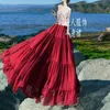 Abiti Gonne lunghe in tulle per le donne Gonne eleganti eleganti di grandi dimensioni Boho Gonne lunghe da ballo a pieghe in chiffon rosso per le donne Moda 2023