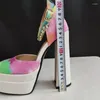 Dress Shoes 2023 Ladies Fashion Printing Platform High Heels Pumps Spring Summer Sandals Wedding Women's Purple Pink Big Size 43