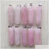 Charms Wholesale Amethyst Natural Rose Quartz White Crystal Fluorite Labradorite Stone Pillar Pendant For Jewelry Making 39Mmx10Mm D Dh5Z6