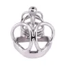 Male Chastity Devices Stainless Steel Arc Penisring with Anti-off Ring Testicle Restraints Gear Cock Cage with Urethral Catheter