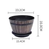 Planters Pots Flower Pot Imitation Barrel Flowerpot Creative Plastic Green Planting Flowerpot Home Office Garden Decor Planter R230614