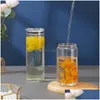 Tumblers 12/16/25 oz süblimasyon camı tumbler buzlu buzlu kola bambu kapağı bira kokteyl fincan viski kahve kupa buzlu çay jar damlası del dhk3x