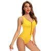 Costumi da bagno da donna SHEKINI Zipper Front Low Back High Cut Costume da bagno intero Costume da bagno senza imbottitura Reggiseno 2023 Abiti da spiaggia