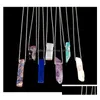 Pendant Necklaces Natural Stone Strip Bar Necklace Rose Red Blue Amethyst Crystal Green Aventurine Rec Stainless Steel For Women Men Dhlkt