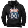 Erkek Hoodies Sweatshirts Sonbahar Vintage Hoodie Büyük Boyu Giyim Route 66 Bisiklet Ceket Sokak Moda Sweatshirt Erkekler için Uzun Kollu 230703