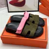 صندل المصمم أزياء النعال المسطحة السفلية للرجال والصنادل النسائية من الجلد الدنيم الأصلي Summer Beach Sandals 35-42-1