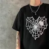 メンズトラックスーツヒップホップTシャツ男性スパイダーWeb印刷グラフィック夏の短い袖のゆるいハラジュクカジュアルユニセックスTシャツ男性女性トップ230703