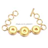 Charm Bracelets Sier Gold Rose Color Three 18Mm Snap Button Charms Bracelet Bangle For Women Supplier Wholesale Drop Delivery Jewelry Dh0Oe