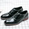 New Oxford Dress Leather Shoes for Men Brogue Wedding Black Brown Lace-up Round Toe Spring Autumn Handmade Size 38-48