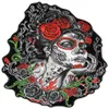 8 10inch Sugar Lady Red Roses and Green Vibes Iron On Patch Motorcykel Biker Club MC Front Jacket Vest Patch Detaljerad broderi222G