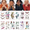 Temporary Tattoos 100Pcs Kids Temporary Tattoo Wholesales Animal Wolf Panada Mermaid Cat Butterfly Flower Heart Sticker Body Arm Girls Toterm 230701