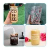 US CA Warehouse 2 Days Delivery16oz Sublimation Glass Can Tumbler Frosted Cola Can Bamboo Lid Beer Cocktail Cup Whiskey Coffee Mug Iced Tea Jars