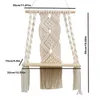 他の家の装飾 DIY 手作りタッセルタペストリー吊り棚綿ロープ織植物ハンガー木製フローティング棚装飾 R230630