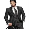 Abito uomo intero Carbone One Button Smoking dello sposo per uomo Abiti Groomsman Giacca Pantaloni Gilet Smoking da sposa Matrimonio Su304I