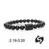 Beaded 8Mm Black Stone Beads 12 Constellation Couple Strands Bracelet Men Bracelets For Women Pseras Mascina Hombre Man Mens Jewelle Dhryc