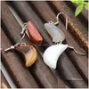 Charm Natural Stone Moon Charms Earrings Hand Carved Crystal Quartz Mini Earring Pendant Jewelry Drop Delivery Dhphn