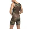 Mens sexy underwear male panties bodysuit panties Camouflage men clothing bodysuit masculino jumpsuit active mens bodywear Wrestli1946