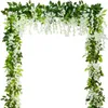 Other Event Party Supplies 5Pcs Wisteria Vine Artificial Hanging Flowers Plants Greenery Fake Leaf Garland For Wedding Kitchen Home Decor 230701